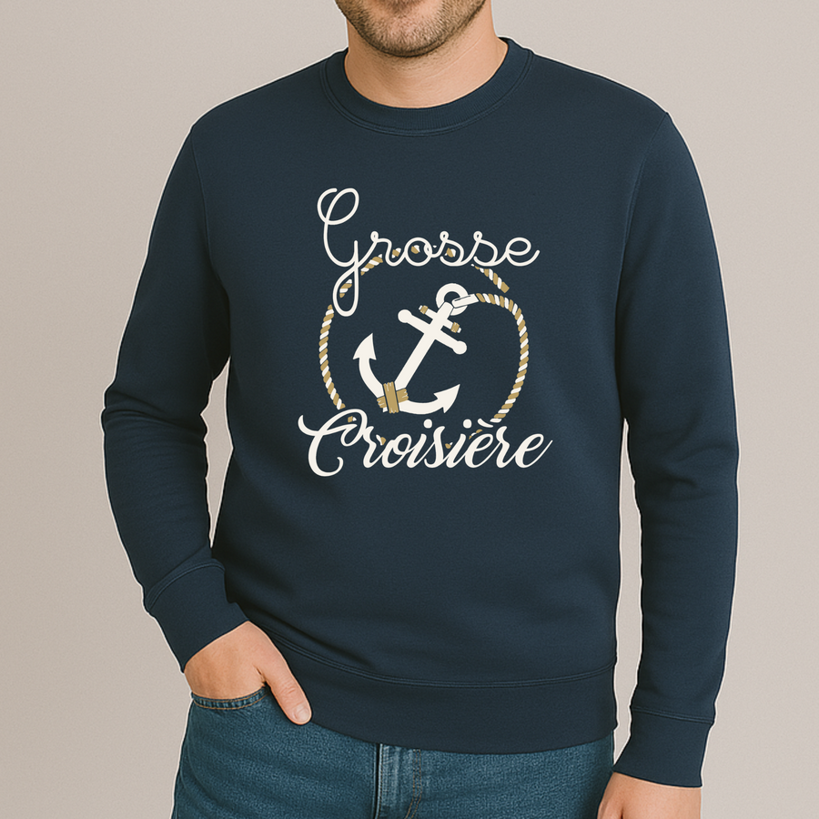 Sweat Homme Grosse Croisiere Bleu Marine
