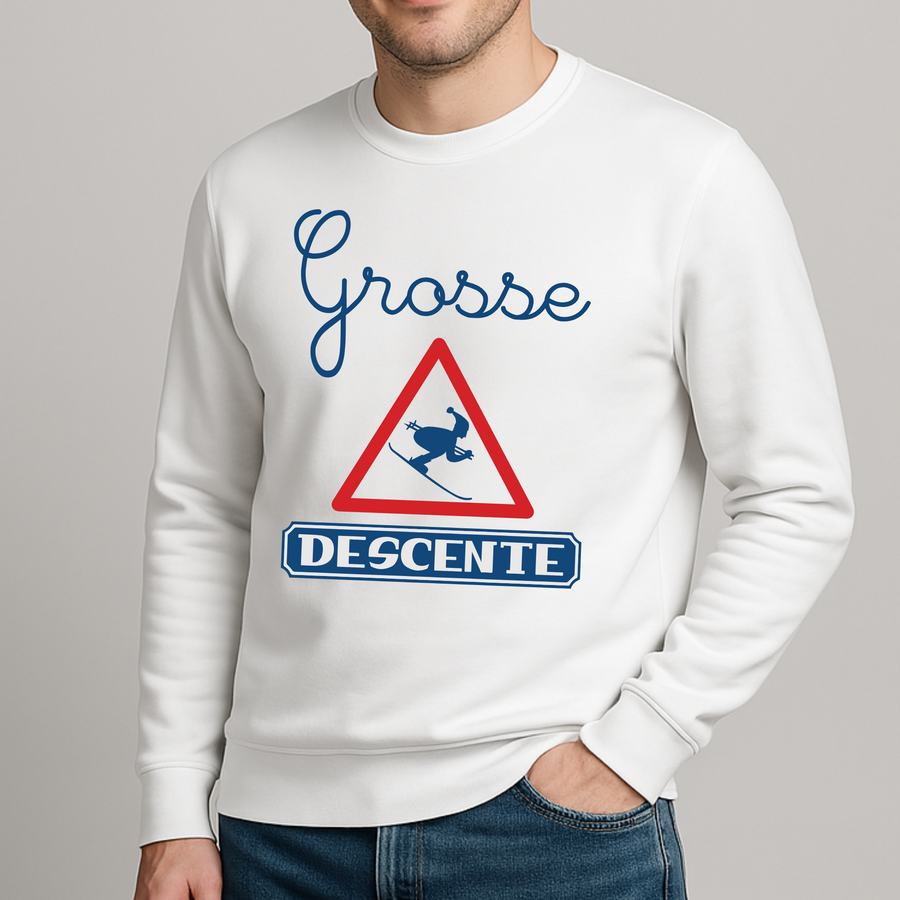 Sweat Homme Grosse Descente Blanc