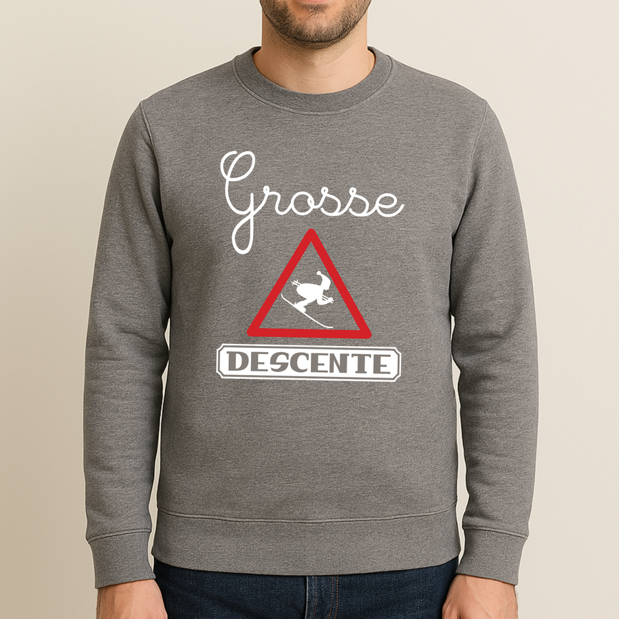 Sweat Homme Grosse Descente Gris Chiné