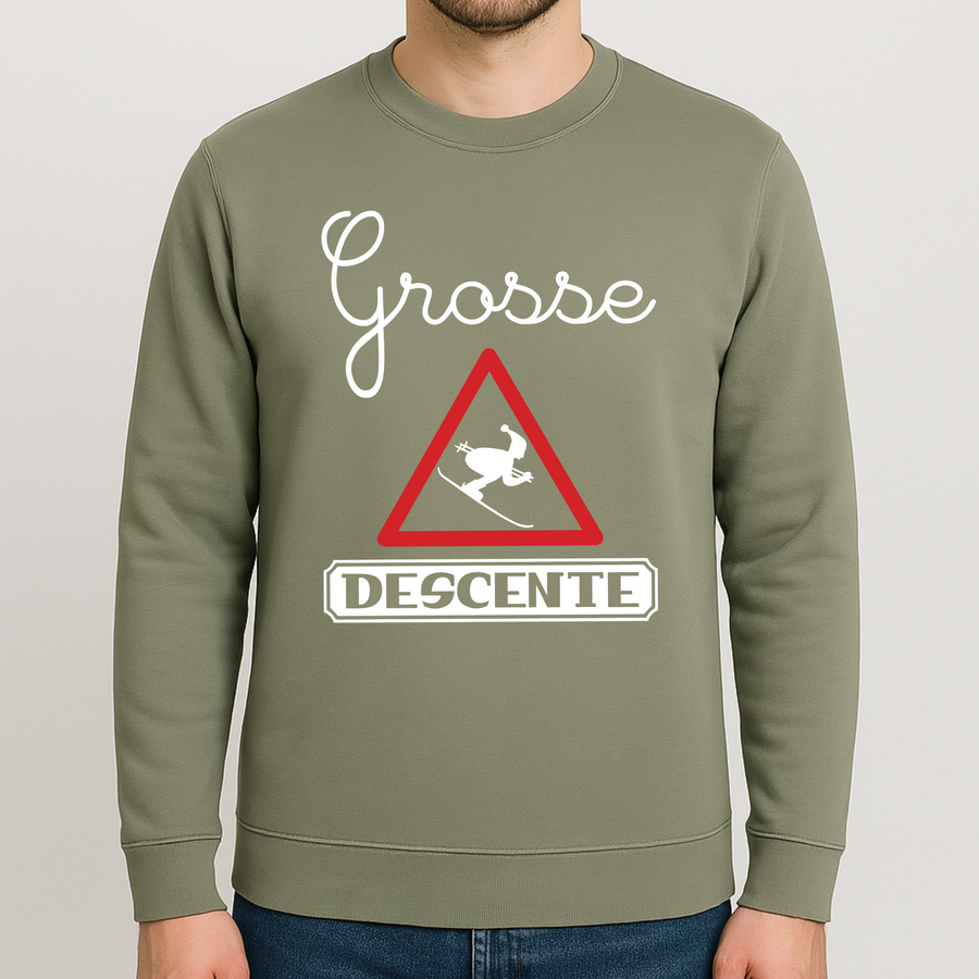 Sweat Homme Grosse Descente Vert Amande